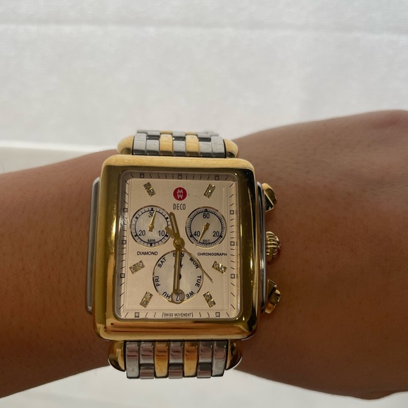 Michele Deco Two-Tone 18K Gold-Plated Diamond Dial Watch - Picture 5 of 10